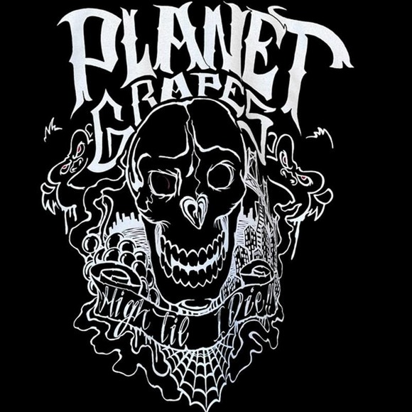Planet of the Grapes Shirt Adult Large Black White Skull Oakland Graphic Print - Picture 3 of 5